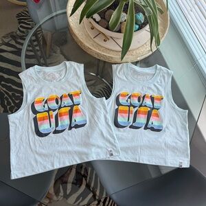 GOAT USA 🇺🇸 White Rainbow Graphic Tank Top